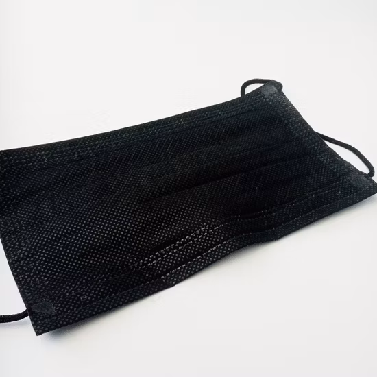 Mascherina medica monouso tipo IIR, 3 strati, 3 strati, nera, per interventi chirurgici