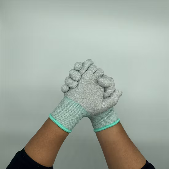 Leenol - 1588003 Guanto da lavoro ESD Carbon Glove con fibra di carbonio in grigio chiaro